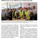 Mathéo AVRIL, 2ème au national de conduite agricole
