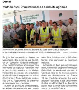 Lire la suite à propos de l’article Mathéo AVRIL, 2ème au national de conduite agricole