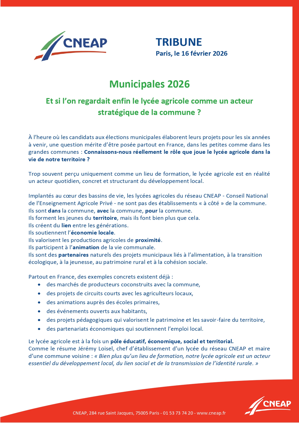 Lire la suite à propos de l’article Municipales 2026 : le lycée agricole, partenaire du territoire